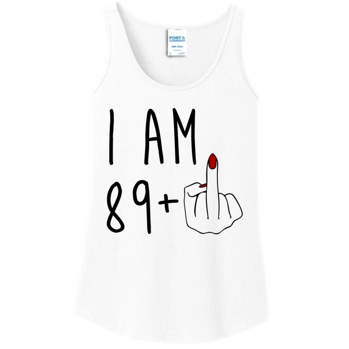 I Am 89 Plus Middle Finger Funny 90th Birthday Ladies Essential Tank