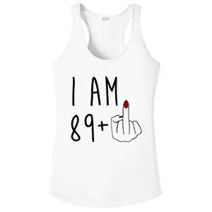 I Am 89 Plus Middle Finger Funny 90th Birthday Ladies PosiCharge Competitor Racerback Tank