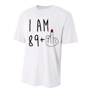 I Am 89 Plus Middle Finger Funny 90th Birthday Performance Sprint T-Shirt