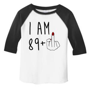 I Am 89 Plus Middle Finger Funny 90th Birthday Toddler Fine Jersey T-Shirt