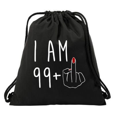 I Am 99 Plus Middle Finger Funny 100th Birthday Drawstring Bag