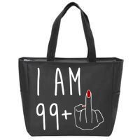 I Am 99 Plus Middle Finger Funny 100th Birthday Zip Tote Bag