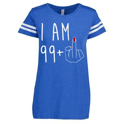 I Am 99 Plus Middle Finger Funny 100th Birthday Enza Ladies Jersey Football T-Shirt