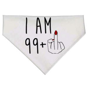 I Am 99 Plus Middle Finger Funny 100th Birthday USA-Made Doggie Bandana