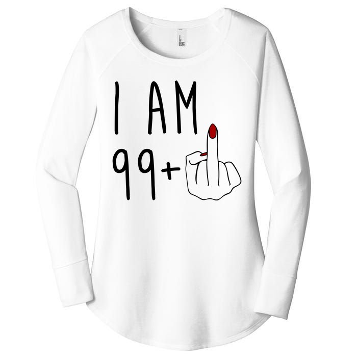 I Am 99 Plus Middle Finger Funny 100th Birthday Women's Perfect Tri Tunic Long Sleeve Shirt