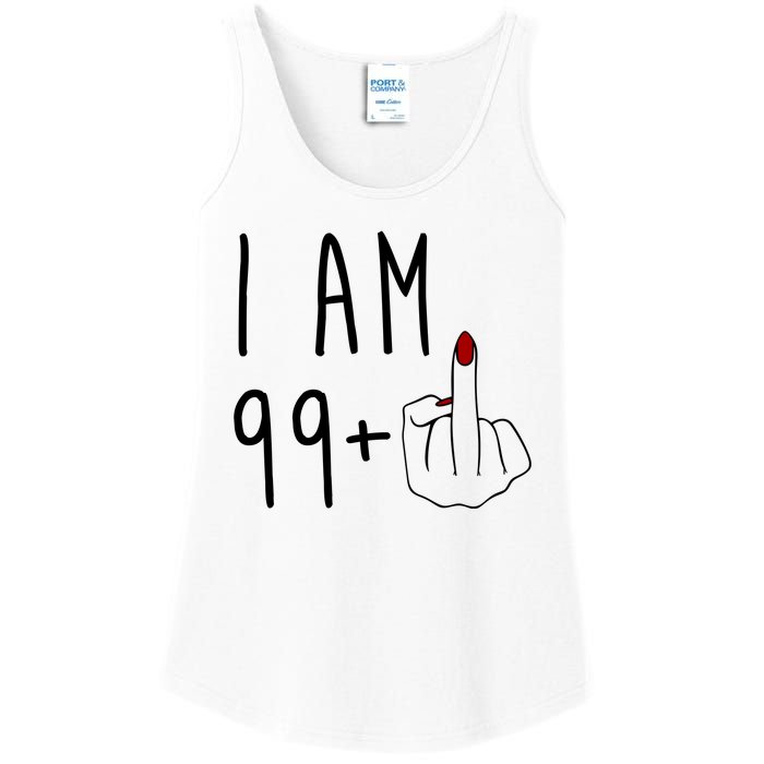 I Am 99 Plus Middle Finger Funny 100th Birthday Ladies Essential Tank