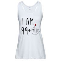 I Am 99 Plus Middle Finger Funny 100th Birthday Ladies Essential Flowy Tank