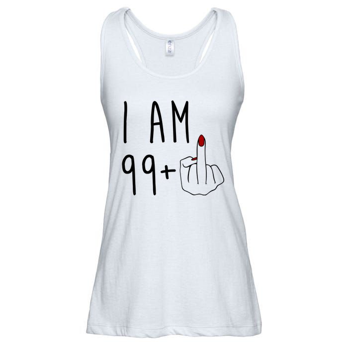 I Am 99 Plus Middle Finger Funny 100th Birthday Ladies Essential Flowy Tank