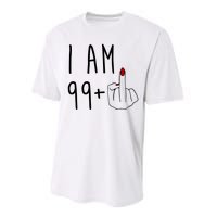 I Am 99 Plus Middle Finger Funny 100th Birthday Performance Sprint T-Shirt