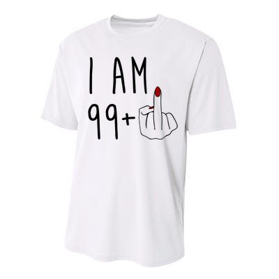 I Am 99 Plus Middle Finger Funny 100th Birthday Performance Sprint T-Shirt