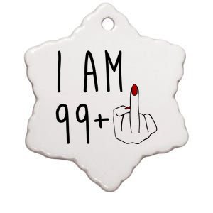 I Am 99 Plus Middle Finger Funny 100th Birthday Ceramic Star Ornament