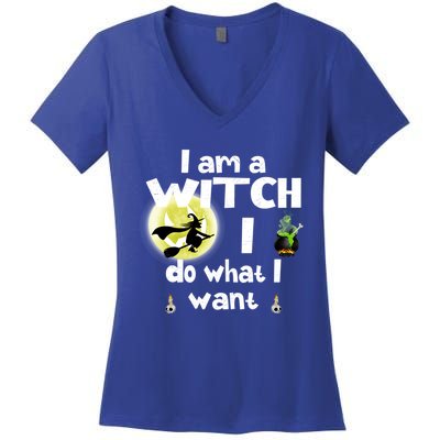 I Am A Witch I Do What I Want Funny Halloween Meaningful Gift Women's V-Neck T-Shirt