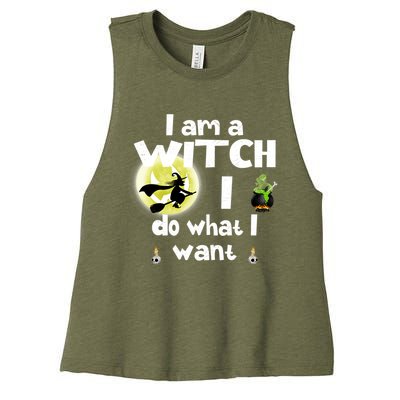 I Am A Witch I Do What I Want Funny Halloween Meaningful Gift Women's Racerback Cropped Tank