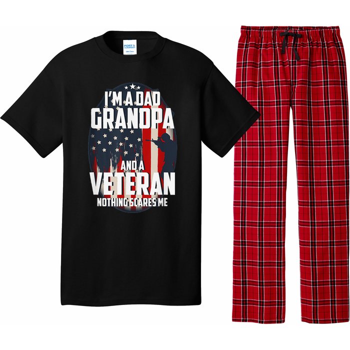 I am a Dad Grandpa and a Veteran Nothing scares me USA Gift Pajama Set