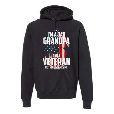 I am a Dad Grandpa and a Veteran Nothing scares me USA Gift Premium Hoodie