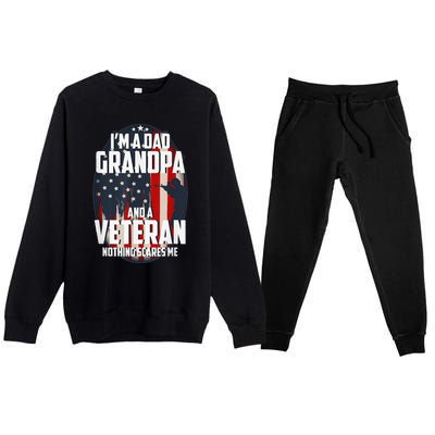 I am a Dad Grandpa and a Veteran Nothing scares me USA Gift Premium Crewneck Sweatsuit Set