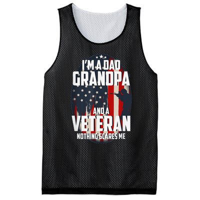 I am a Dad Grandpa and a Veteran Nothing scares me USA Gift Mesh Reversible Basketball Jersey Tank