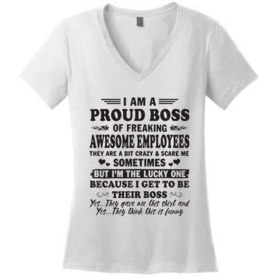 I Am A Proud Boss Of Freaking Awesome Employees Women's V-Neck T-Shirt