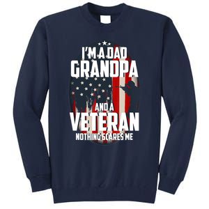 I Am A Dad Grandpa And A Veteran Nothing Scares Me Usa Gift Tall Sweatshirt