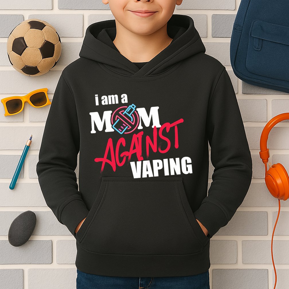 I Am A Mom Against Vaping Non Smoker Anti Vape Supporter Kids Hoodie