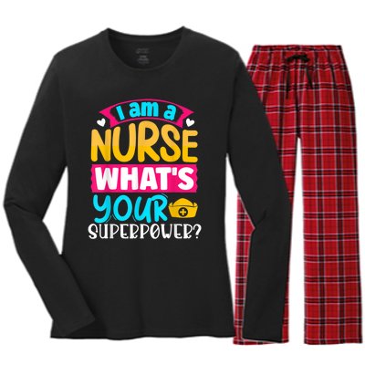 I Am A Nurse What's Your Superpower Women's Long Sleeve Flannel Pajama Set 