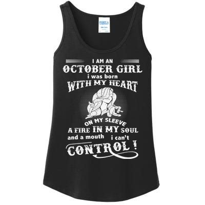 I Am An October Girl I Was Born With My Heart Ladies Essential Tank