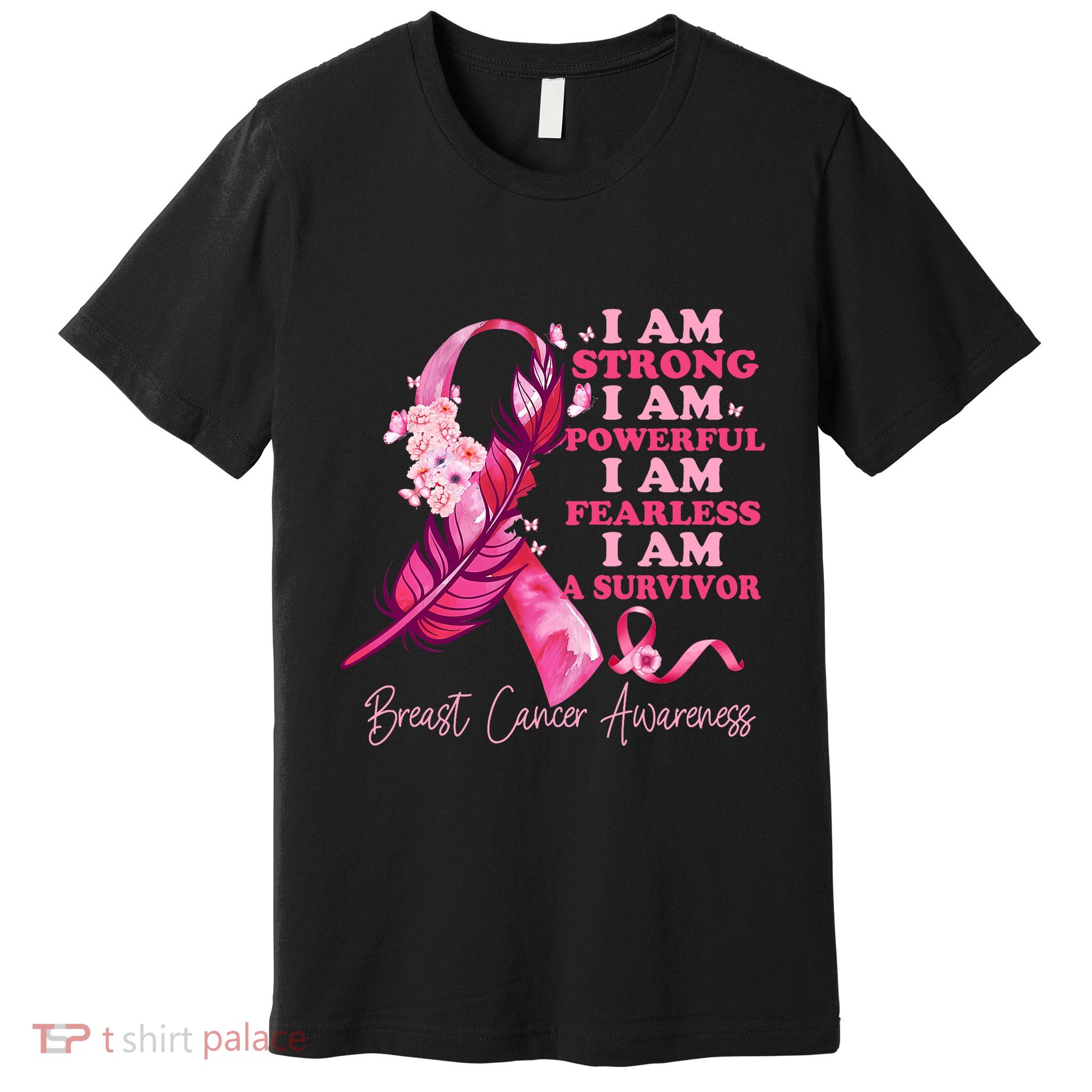 I Am A Survivor Breast Cancer Awareness Pink Ribbon Feathers Premium T-Shirt
