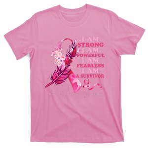 I Am A Survivor Breast Cancer Awareness Pink Ribbon Feathers T-Shirt