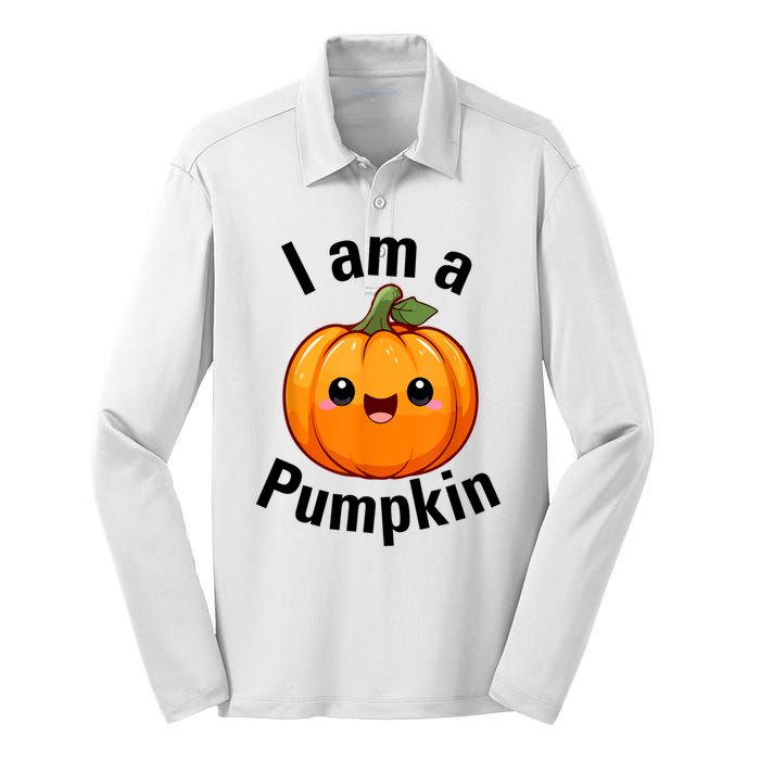 I Am A Pumpkin With Cute Little Pumpkin Silk Touch Performance Long Sleeve Polo