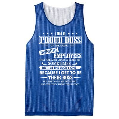 I Am A Proud Boss Of Freaking Awesome Employees Gift Mesh Reversible Basketball Jersey Tank