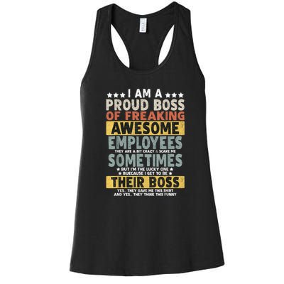 I Am A Proud Boss Of Freaking Awesome Employees Funny Boss Women's Racerback Tank