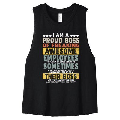 I Am A Proud Boss Of Freaking Awesome Employees Funny Boss Women's Racerback Cropped Tank