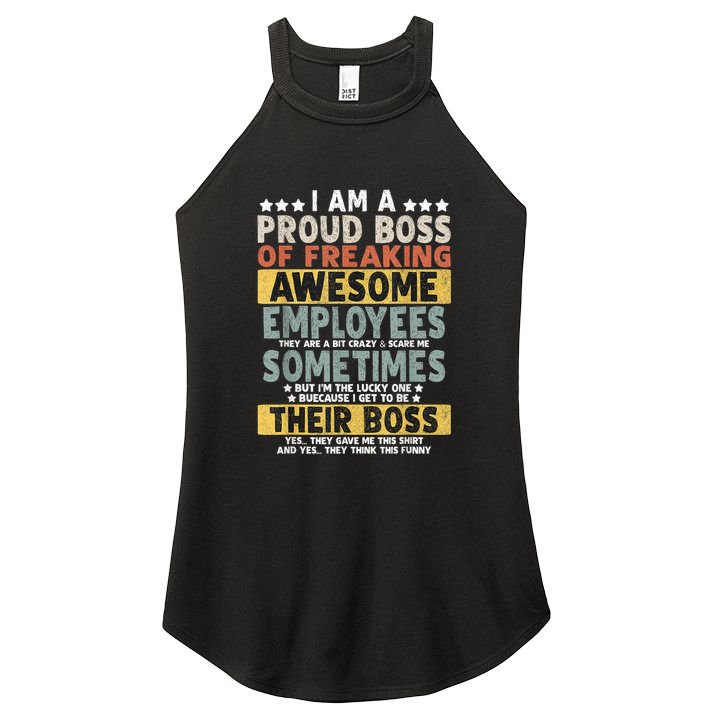 I Am A Proud Boss Of Freaking Awesome Employees Funny Boss Women's Perfect Tri Rocker Tank