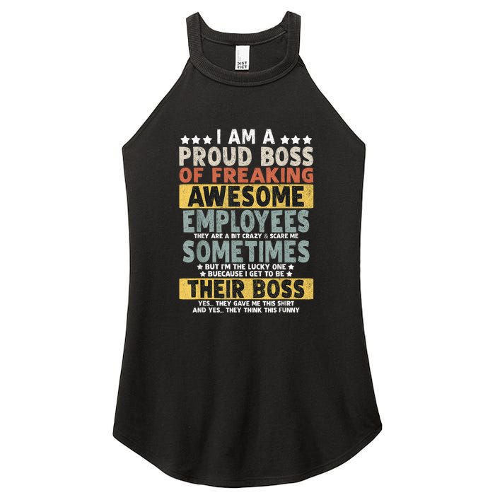 I Am A Proud Boss Of Freaking Awesome Employees Funny Boss Women's Perfect Tri Rocker Tank