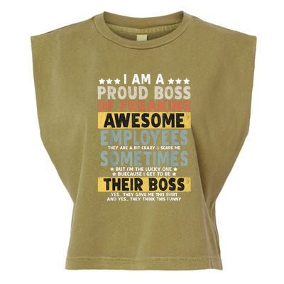 I Am A Proud Boss Of Freaking Awesome Employees Funny Boss Garment-Dyed Women's Muscle Tee