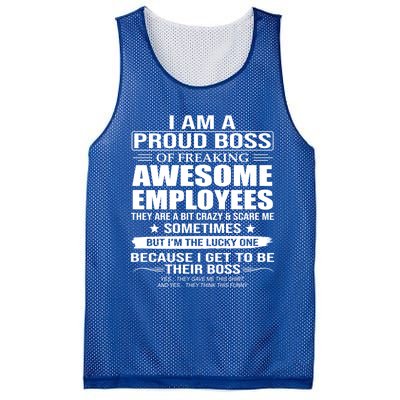 I Am A Proud Boss Of Freaking Awesome Employees Funny Gift Mesh Reversible Basketball Jersey Tank