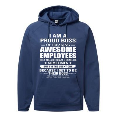 I Am A Proud Boss Of Freaking Awesome Employees Funny Gift Performance Fleece Hoodie