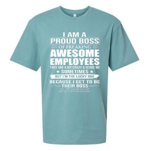 I Am A Proud Boss Of Freaking Awesome Employees Funny Gift Sueded Cloud Jersey T-Shirt