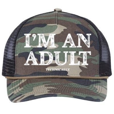 I'm An Adult Technically Funny 18th Birthday Gift Retro Rope Trucker Hat Cap