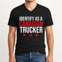Identify As A Canadian Trucker Leaf V-Neck T-Shirt