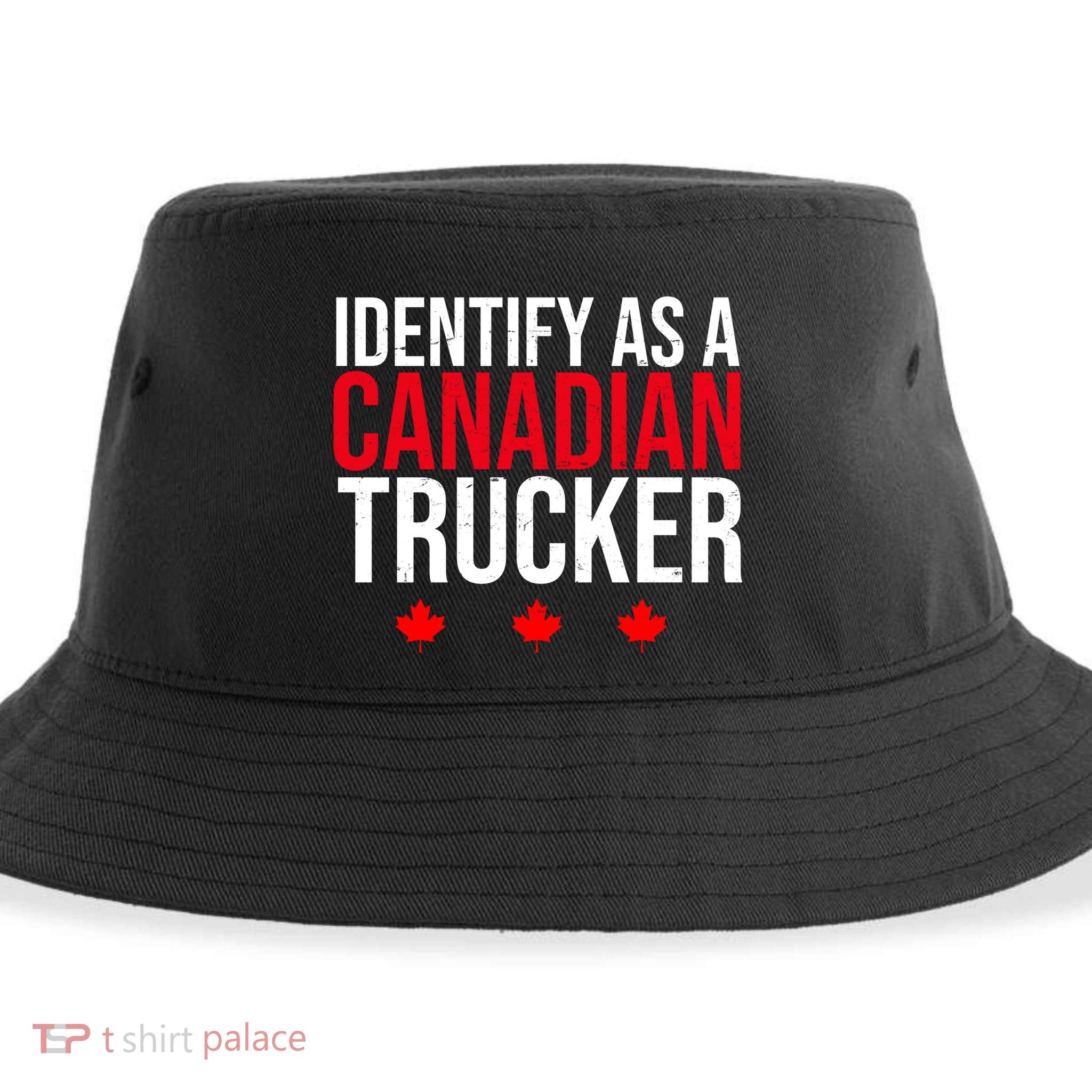 Identify As A Canadian Trucker Leaf Sustainable Bucket Hat