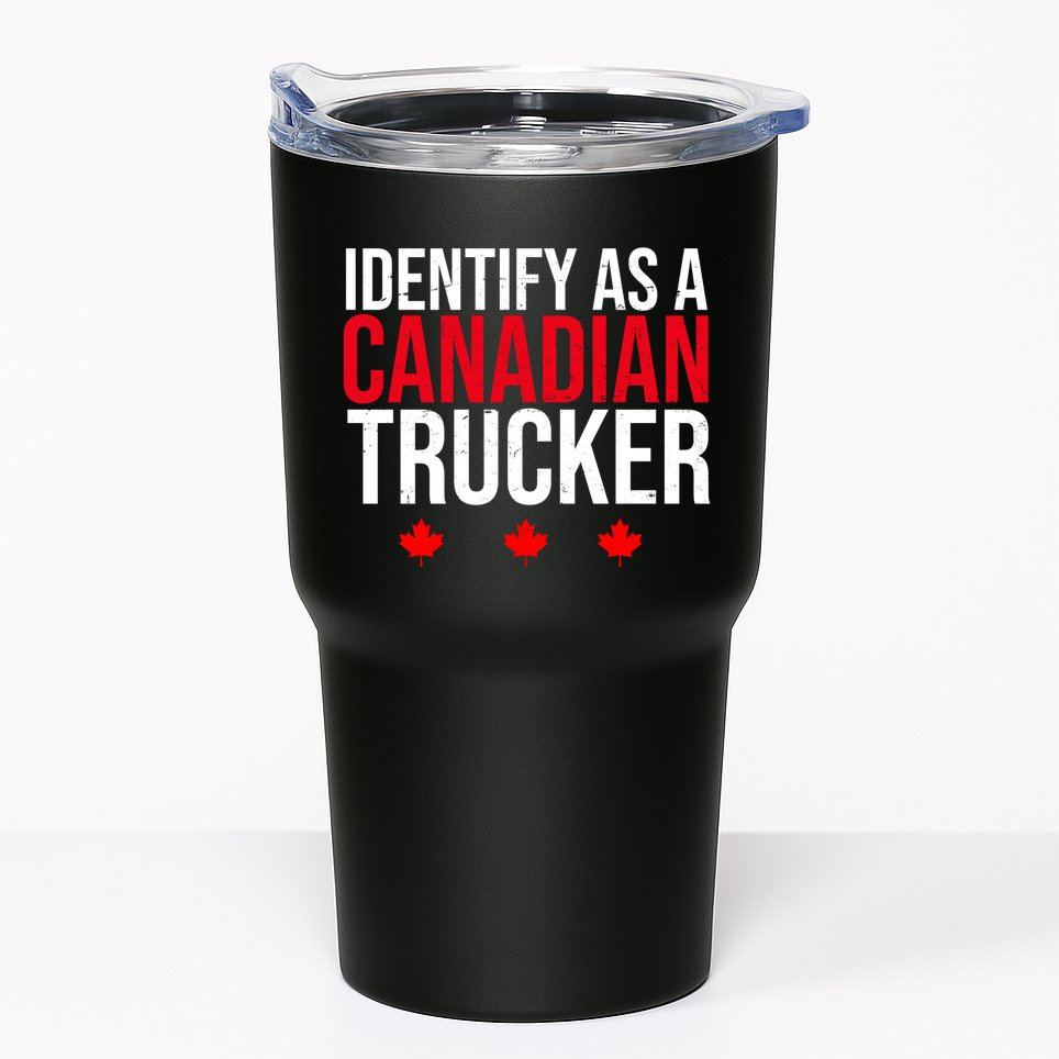 Identify As A Canadian Trucker Leaf Tumbler