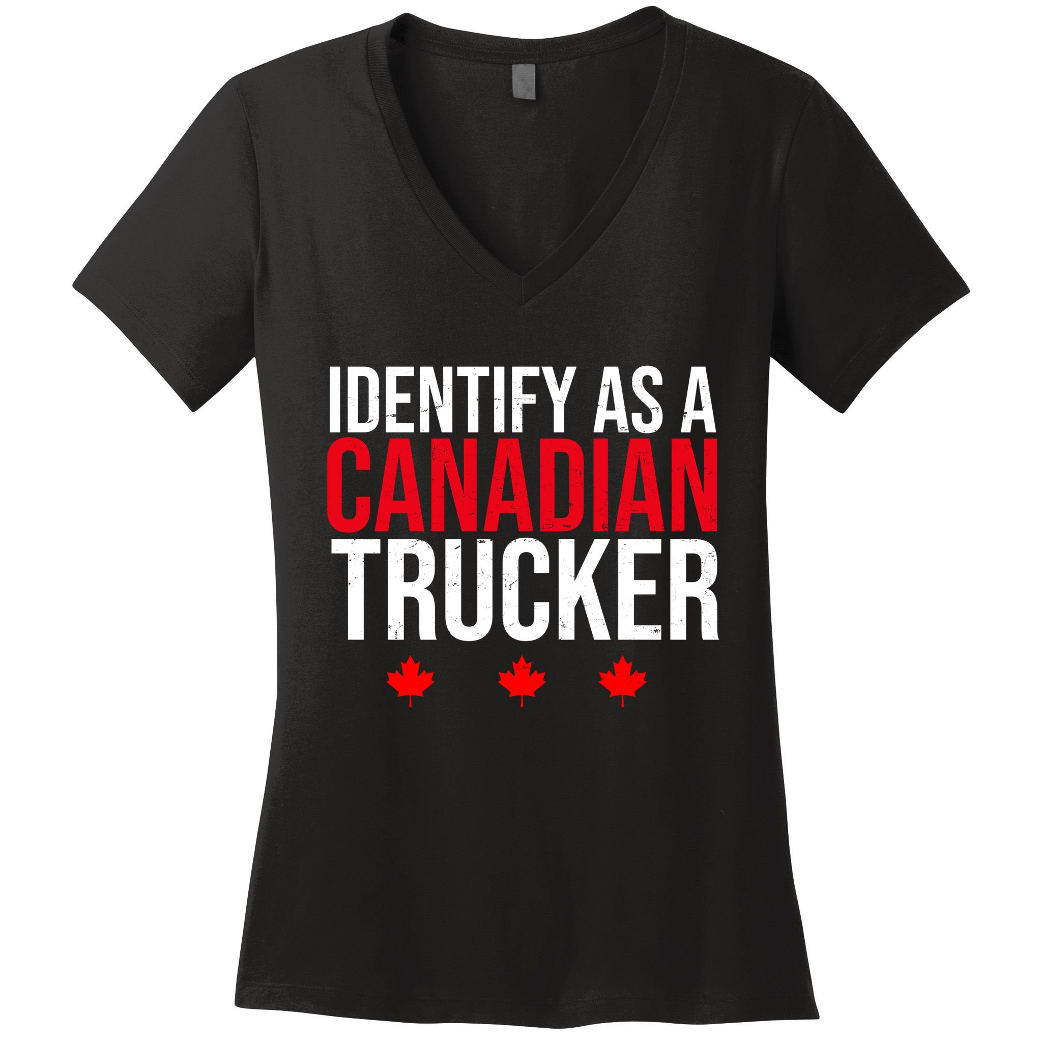 Identify As A Canadian Trucker Leaf Women's V-Neck T-Shirt