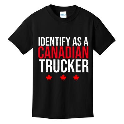 Identify As A Canadian Trucker Leaf Kids T-Shirt