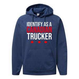 Identify As A Canadian Trucker Leaf Performance Fleece Hoodie