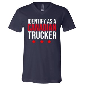 Identify As A Canadian Trucker Leaf V-Neck T-Shirt