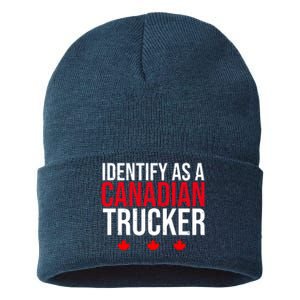 Identify As A Canadian Trucker Leaf Sustainable Knit Beanie