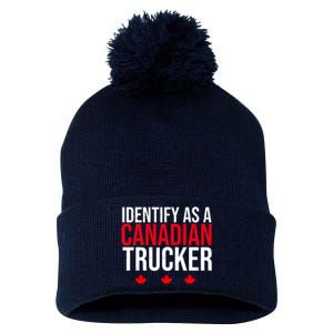 Identify As A Canadian Trucker Leaf Pom Pom 12in Knit Beanie