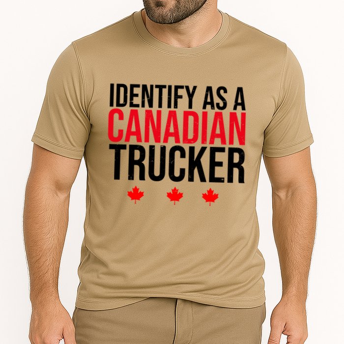 Identify As A Canadian Trucker Leaf Cooling Performance Crew T-Shirt