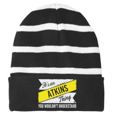 Its An Atkins Thing Striped Beanie with Solid Band